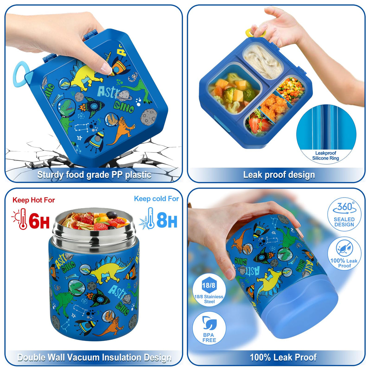 Bento Lunch Box for Kids with 12oz Soup Thermo Leak