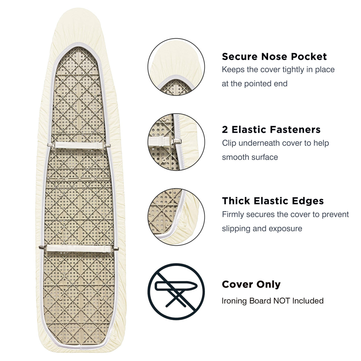 Ironing Board Cover and Pad 15"x54" Extra Thick Natural Cotton