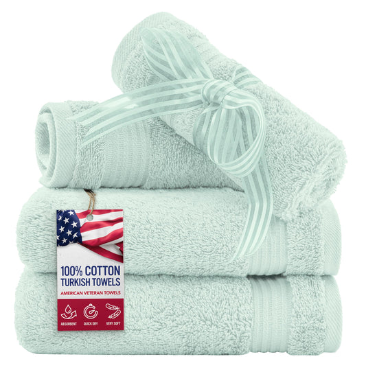 100% Cotton Turkish Washcloths for Bathroom Essentials 4 Pack (4 Count)