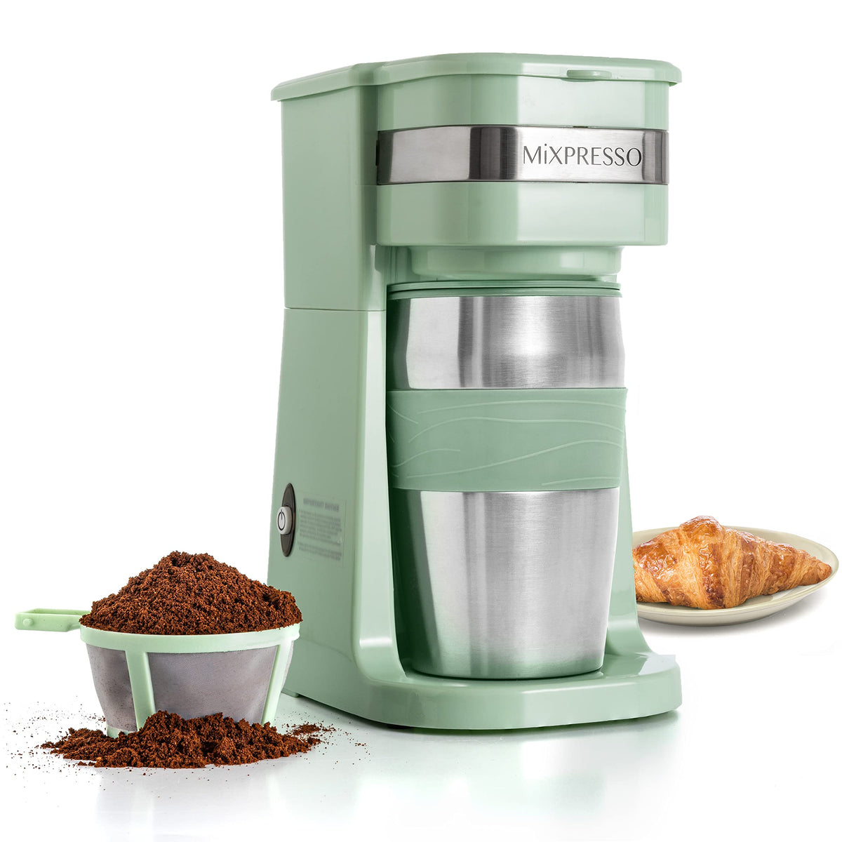 Single Serve & Single Cup Coffee Maker with 14oz Travel Mug Green