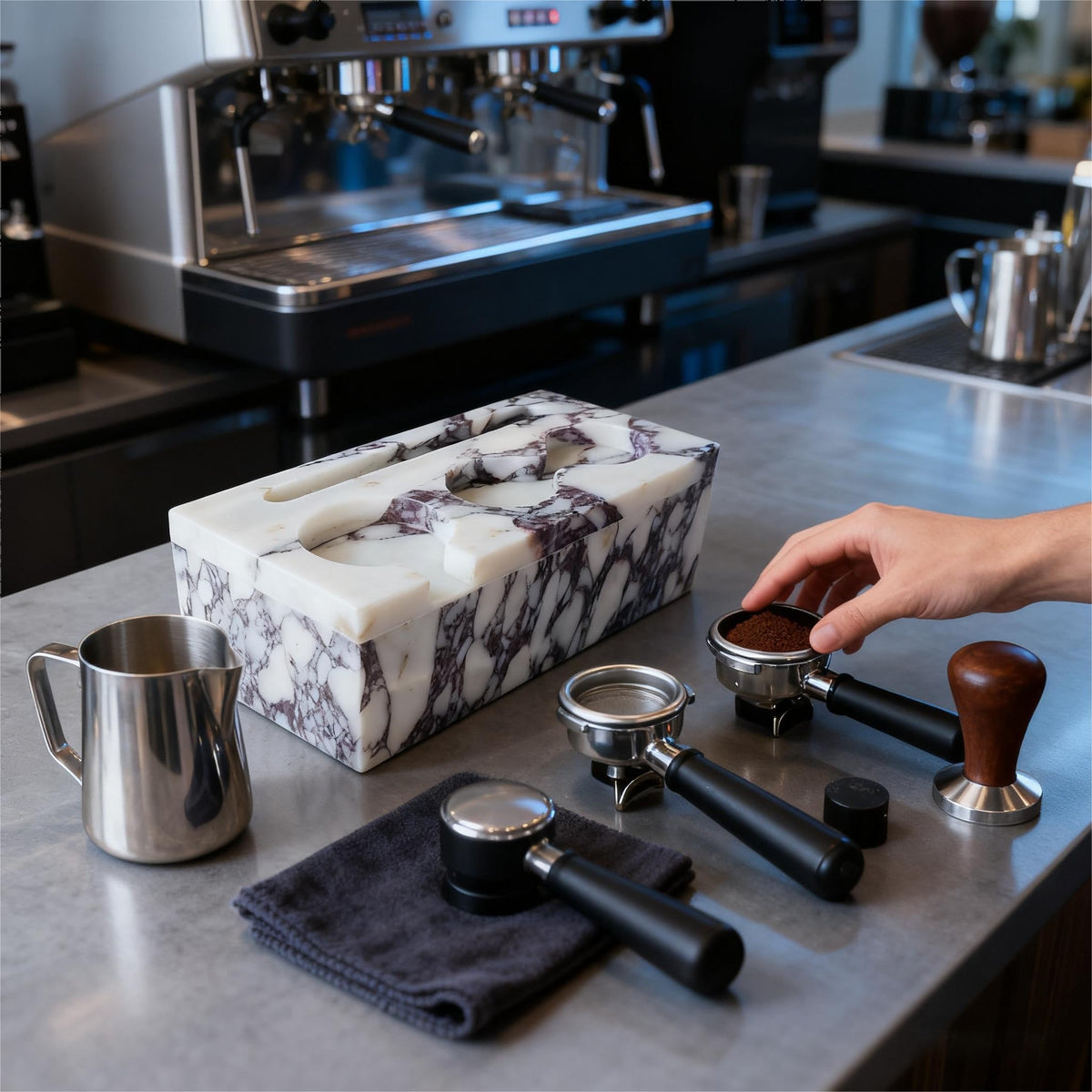 Natural Marble Espresso Tamping Station for 51mm and 53mm