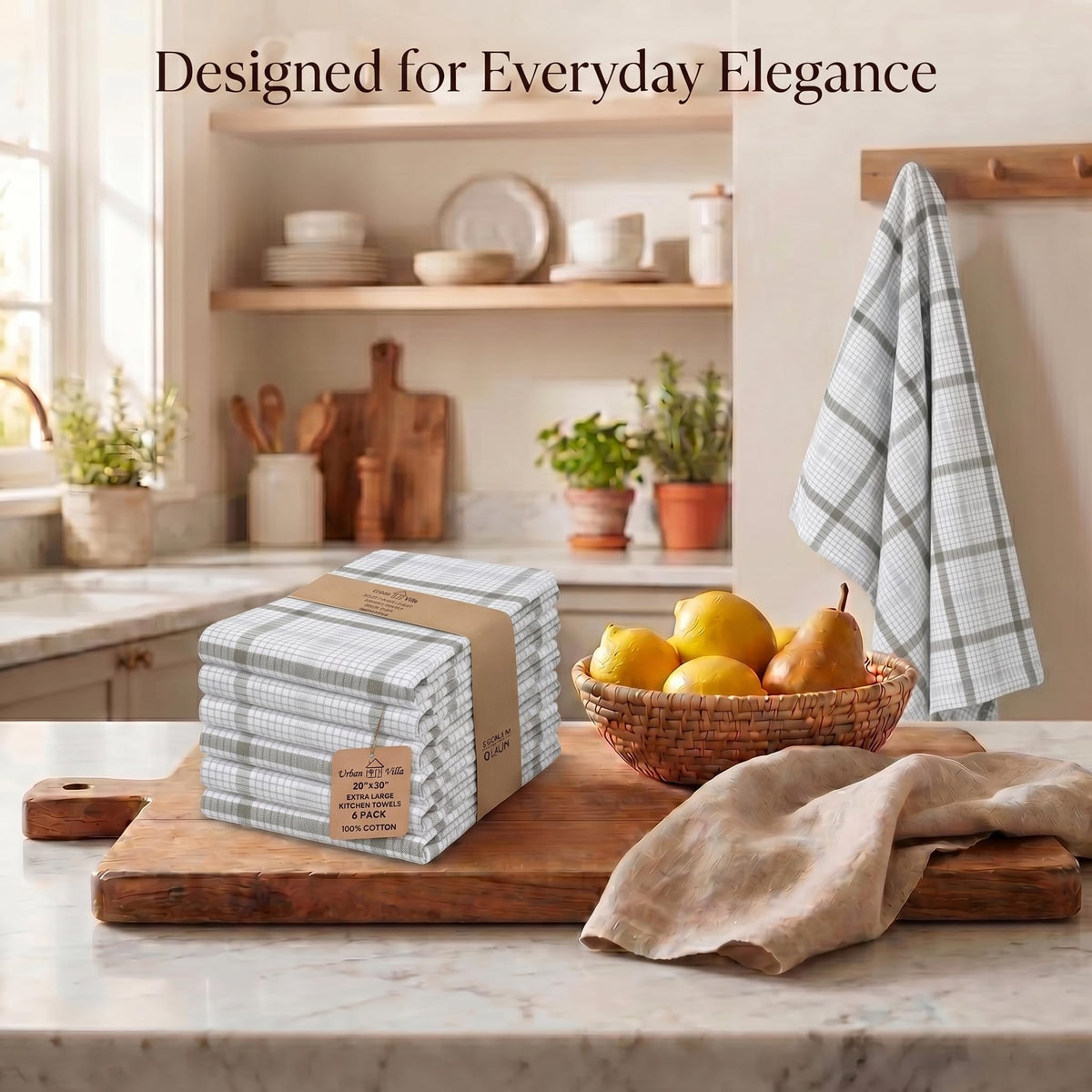 Kitchen Towels Cotton Dish Towels 20”x30” (6 Count)