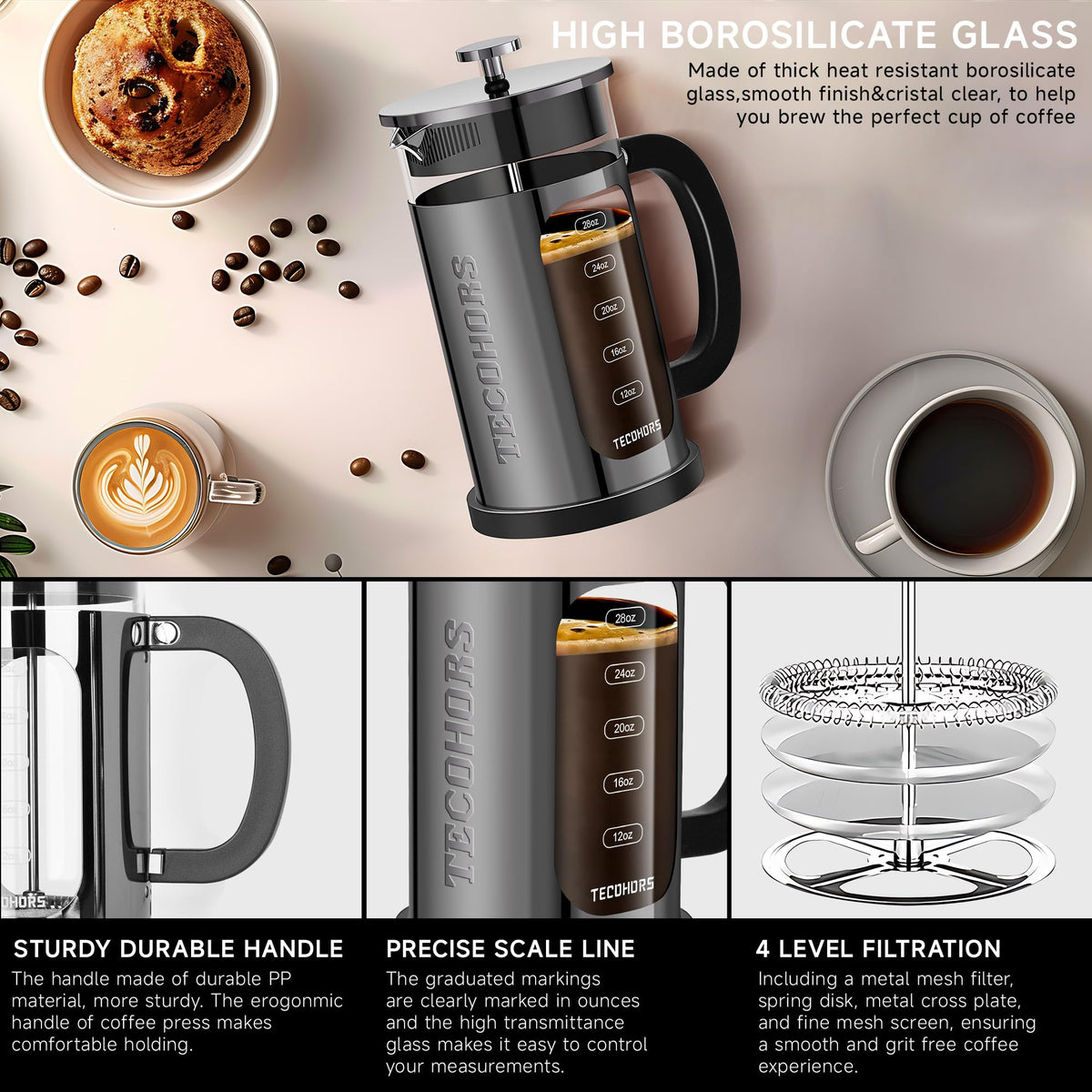 French Press Coffee Maker 34oz