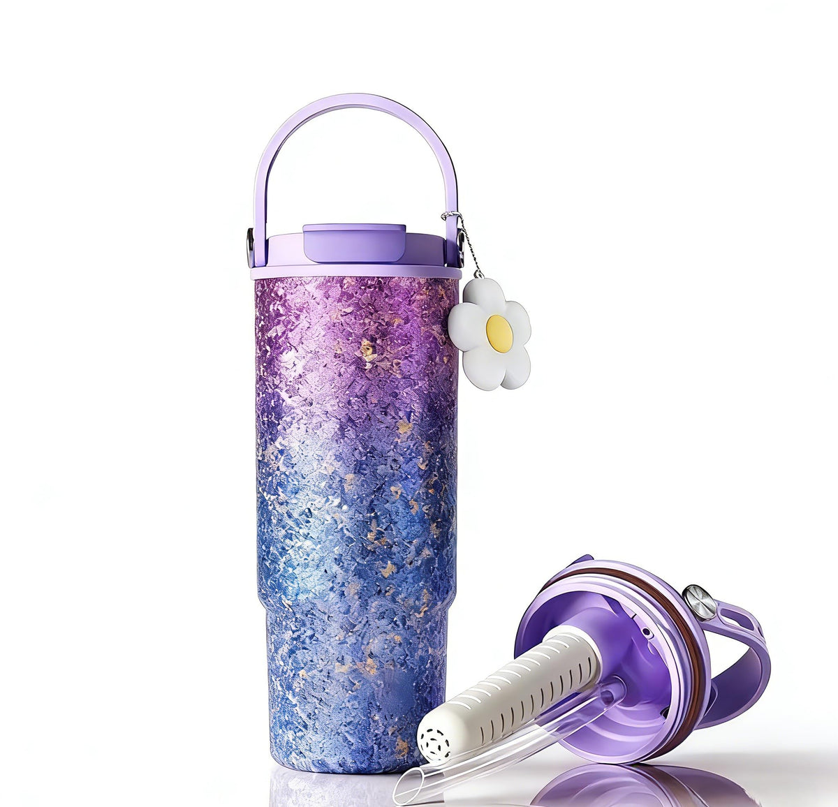 30oz 880ml Titanium Tumbler with Tea Infuser & Straw Lid