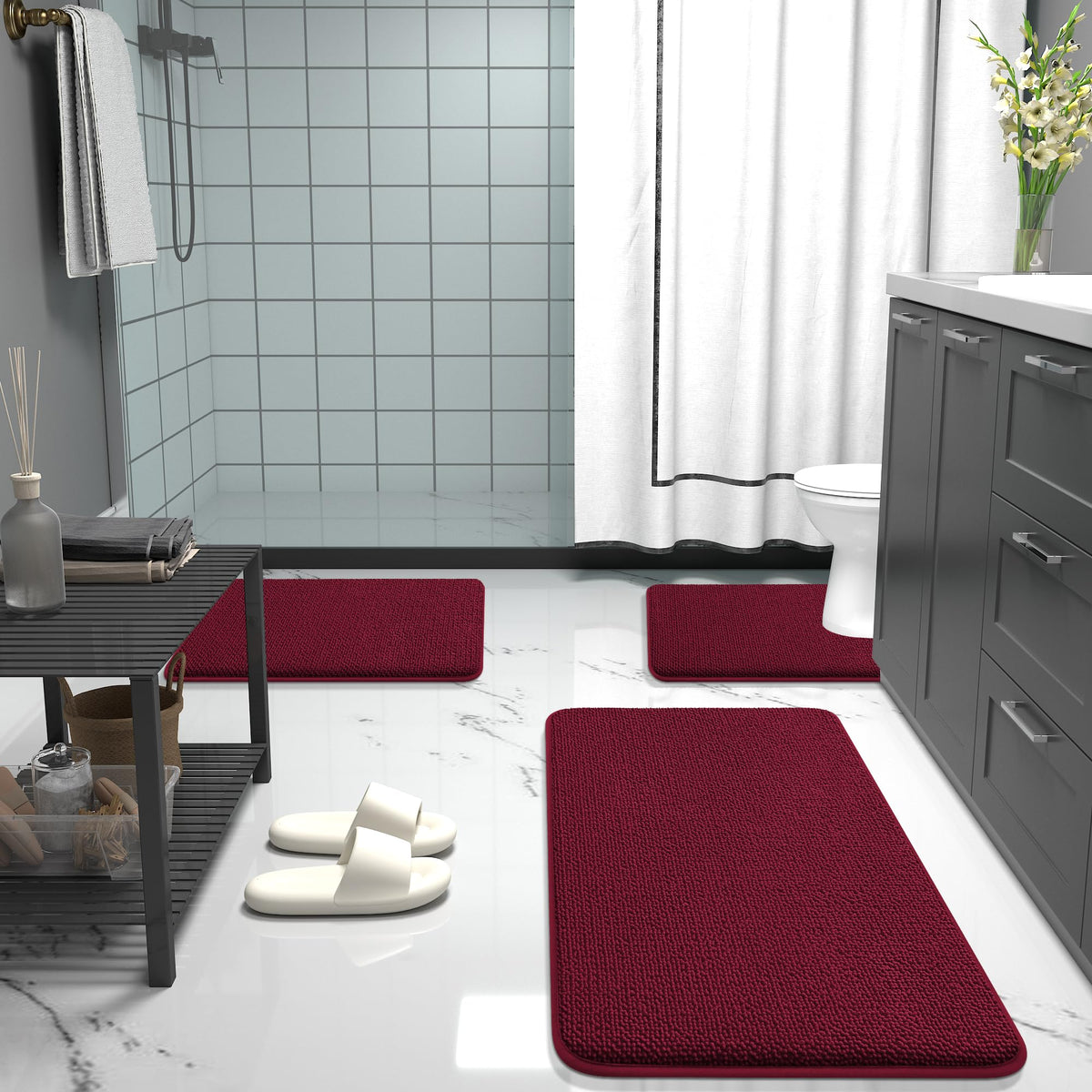 Memory Foam Bathroom Runner Rugs 47x24