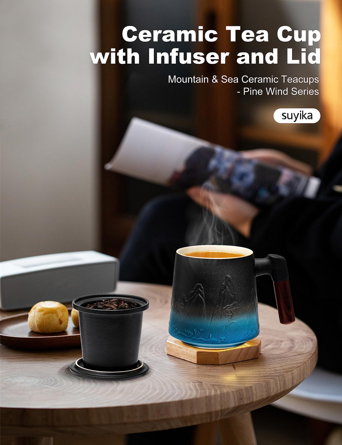 Ceramic Tea Cup with Infuser and Lid