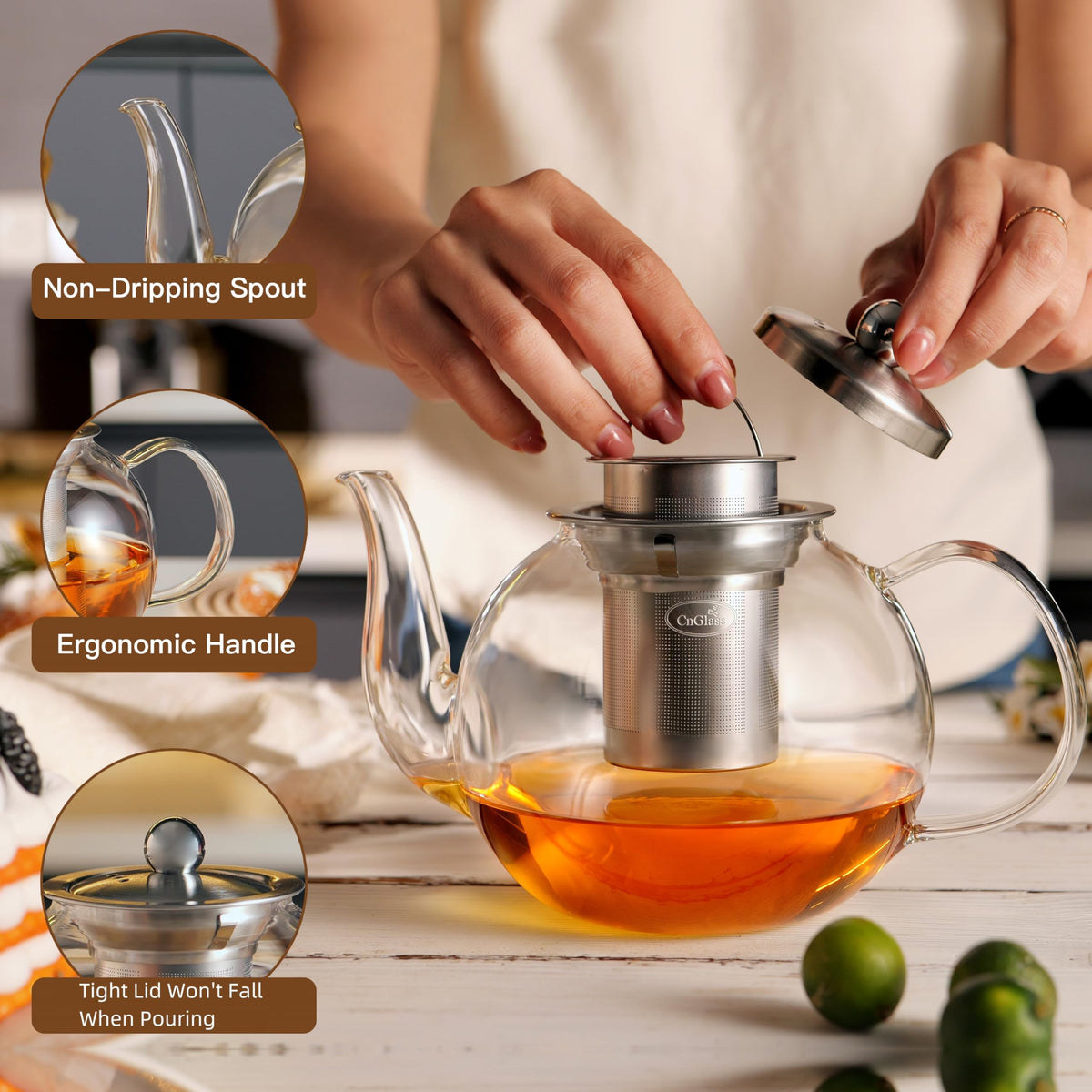 40oz Glass Teapot with Removable Infuser
