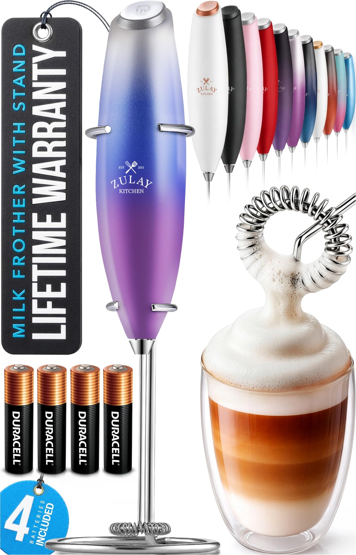 Powerful Milk Frother Wand With Duracell Batteries