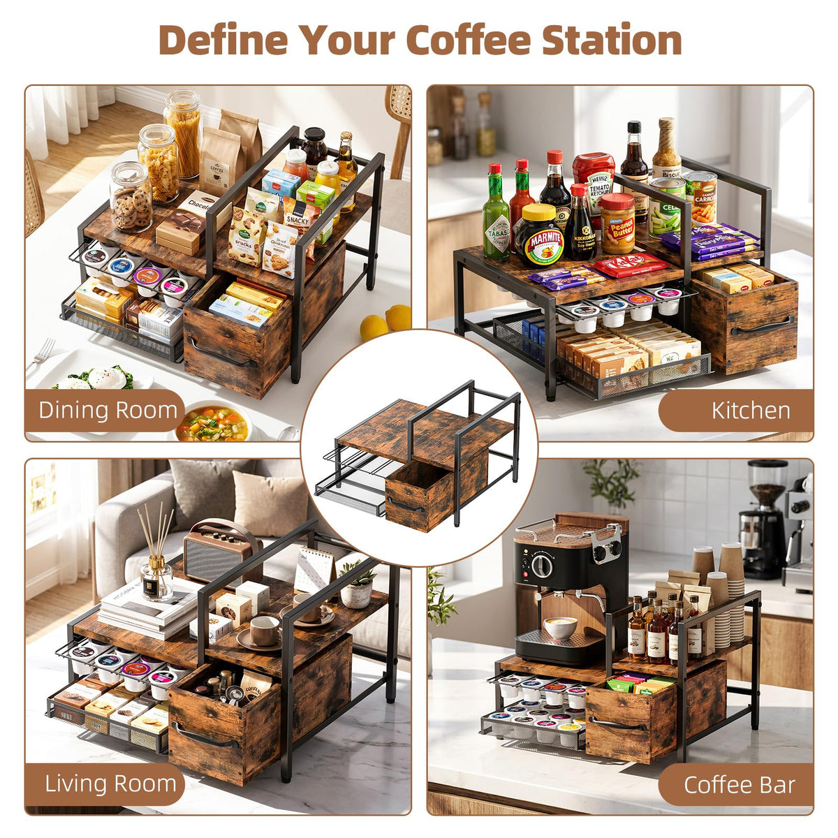 Coffee Bar Organizer For Countertop