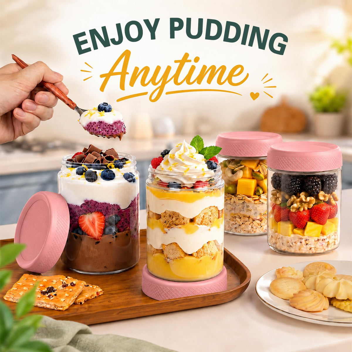 16 oz Overnight Oats Containers with Lids (6 Count)