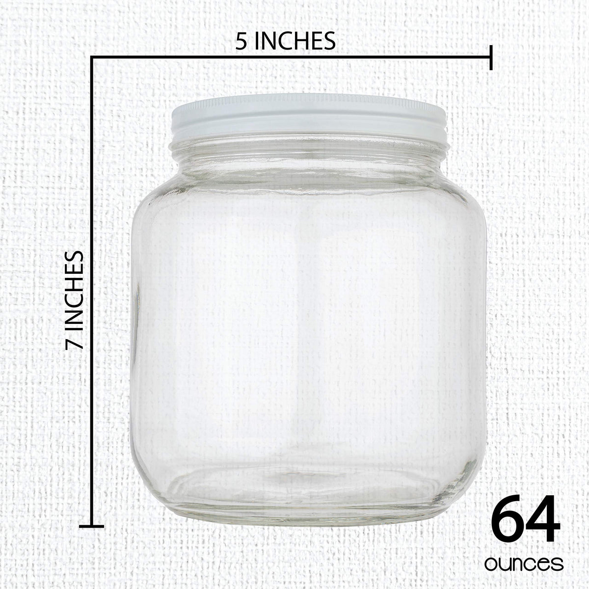 Half Gallon Mason Jars Wide Mouth with Airtight White Metal Lids (4 Count)