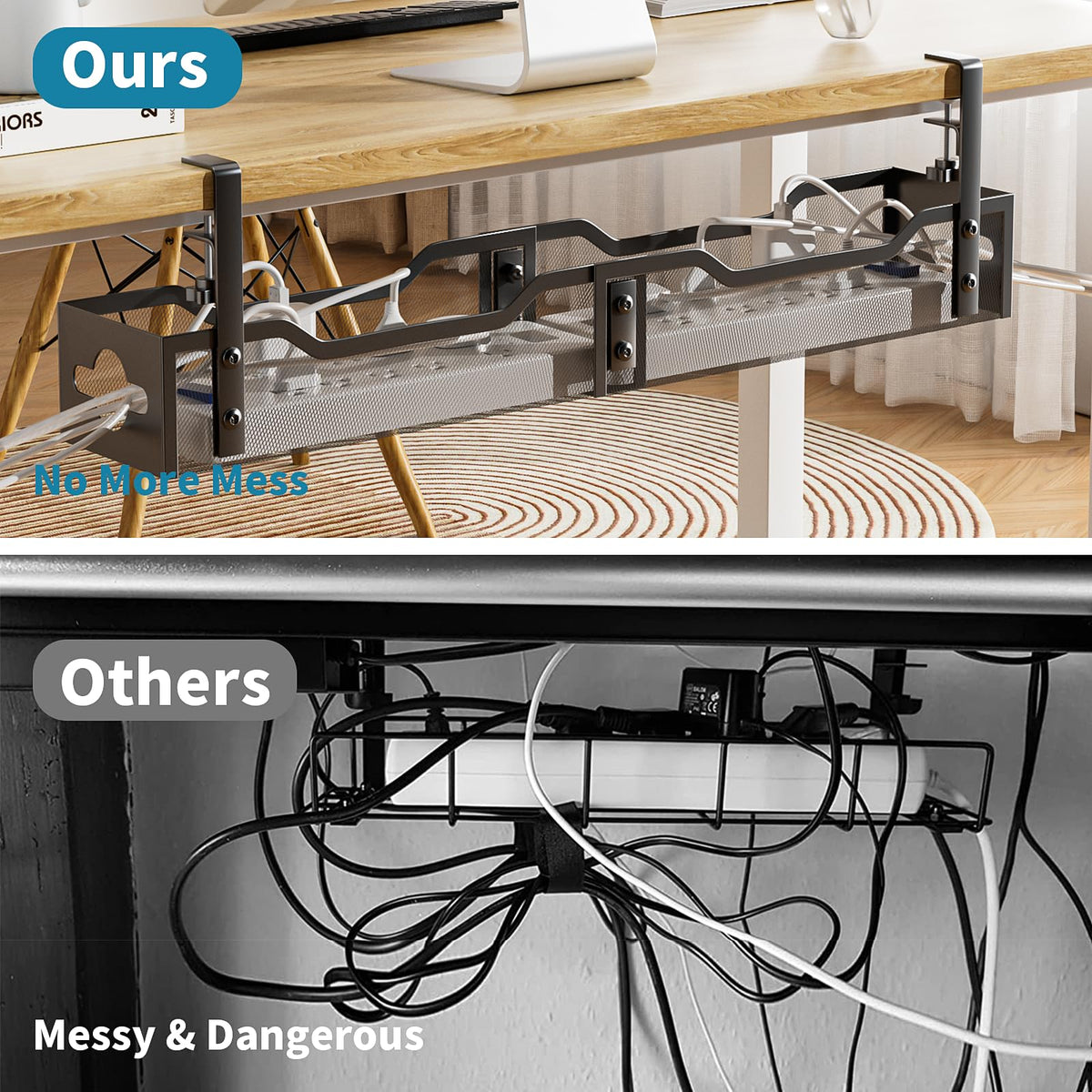 Under Desk Cable Management Tray Black