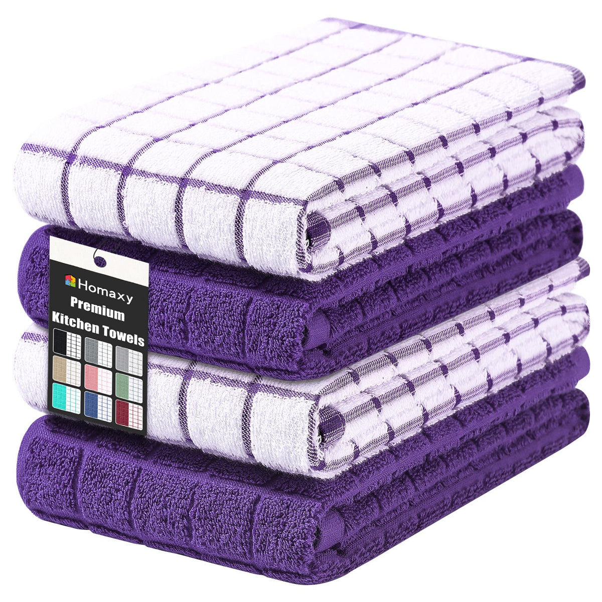 Large Premium Cotton Kitchen Towels 16"x 28" (4 Count)