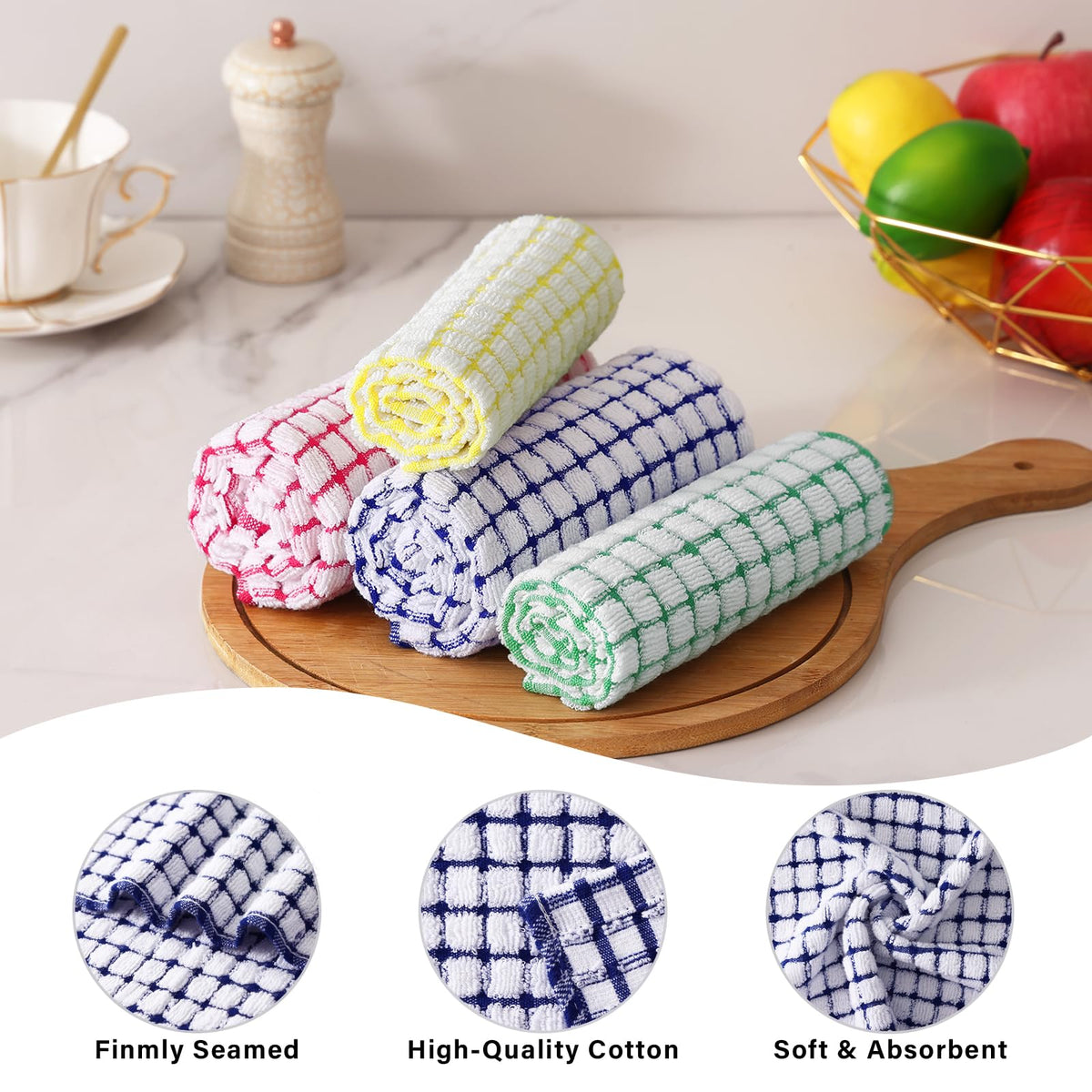 Cotton 24 Pack Terry Kitchen Dish Cloths (24 Count)