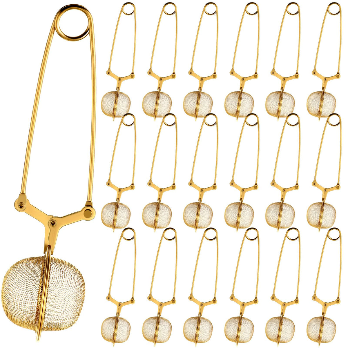 20 Pcs Loose Leaf Tea Infuser Stainless Steel Mesh Snap Tea Ball Strainers with Handle Metal
