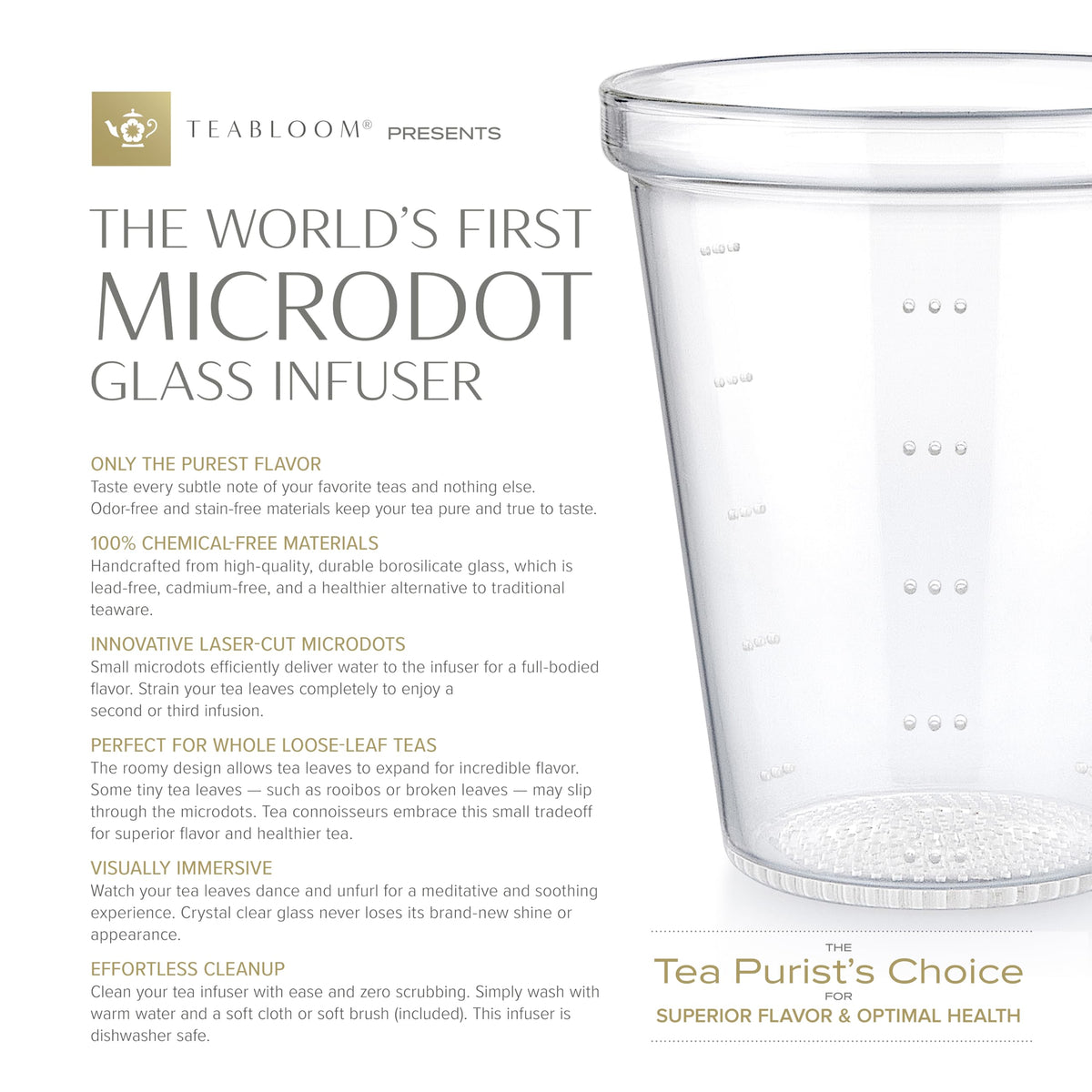 Innovative Filtered Borosilicate Glass Teapot With Microdot Whole Leaf Tea Glass Infuser