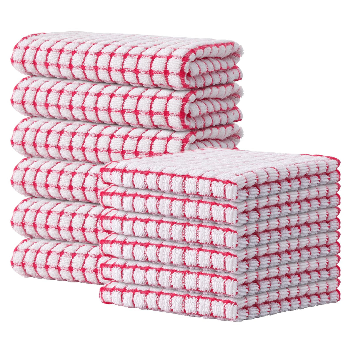 Cotton 12 Pack Kitchen Towels and Dishcloths Sets (12 Count)