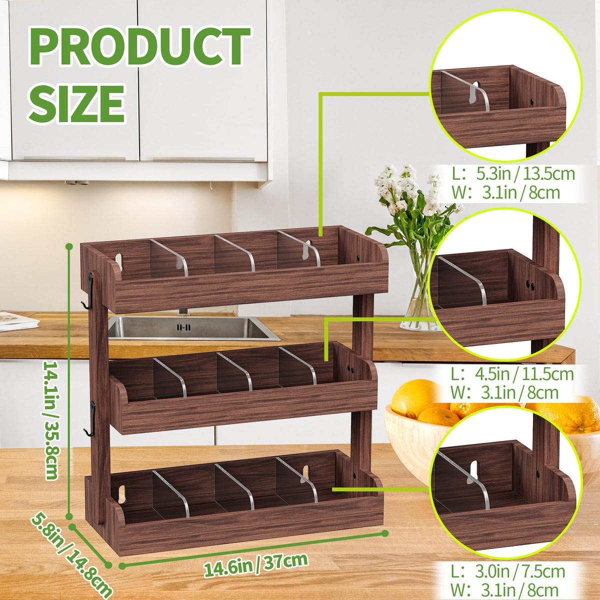 3 Tier Tea Bag Organizer Wall Mounted