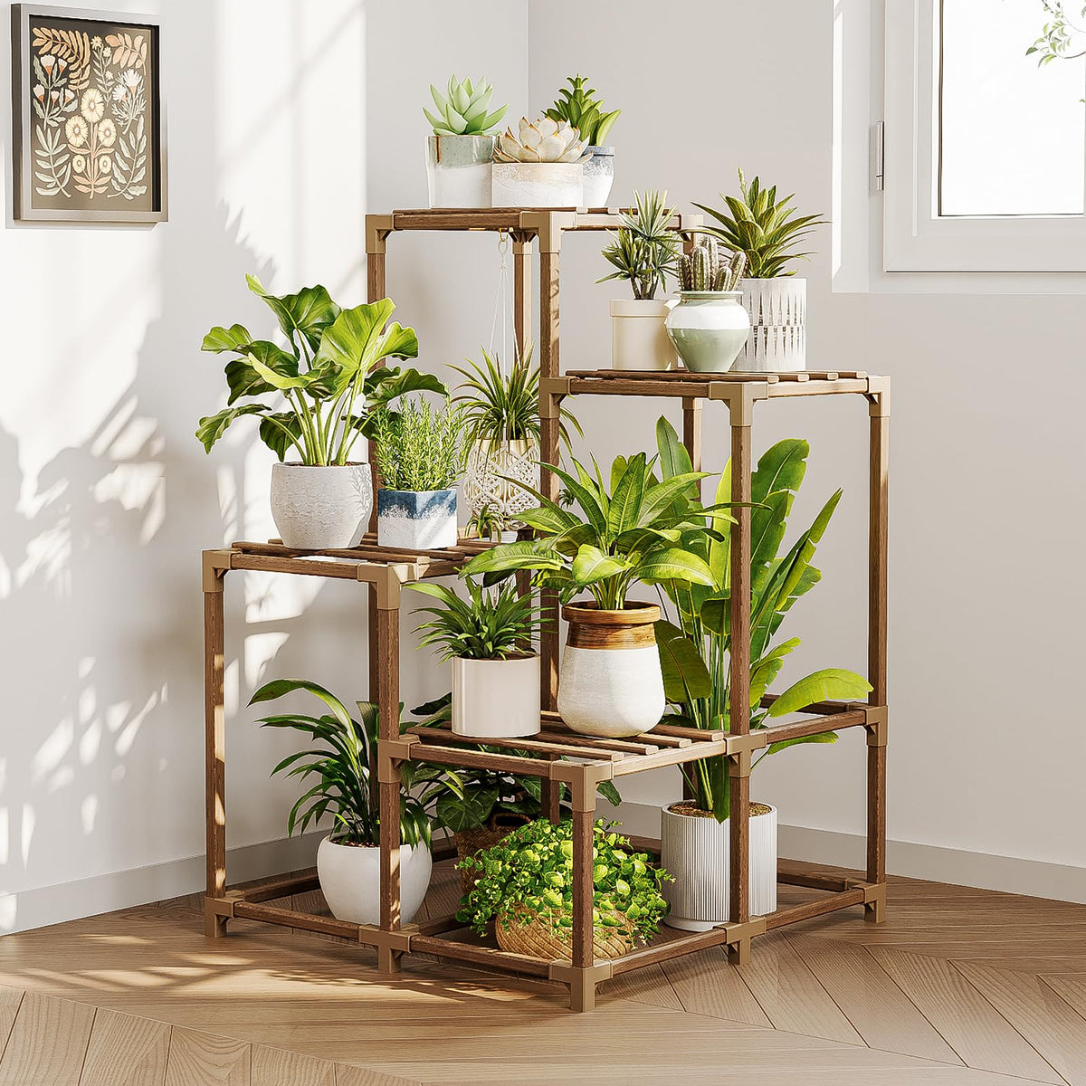 Corner Plant Stand Indoor Outdoor Plant Shelf Small Plant Table