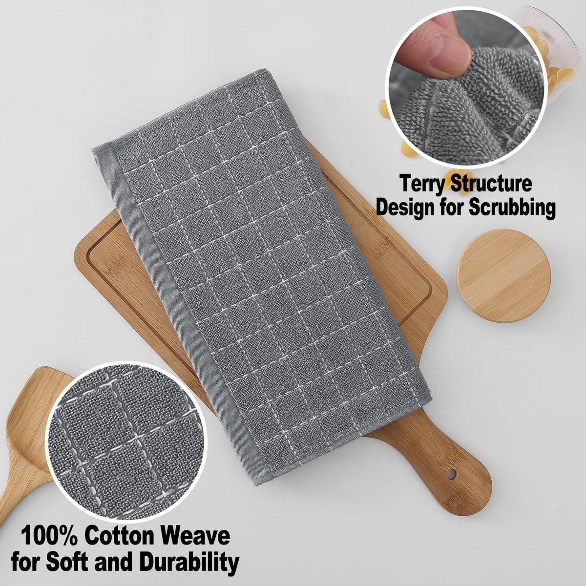 100% Cotton Terry Kitchen Dish Cloths (6 Count)