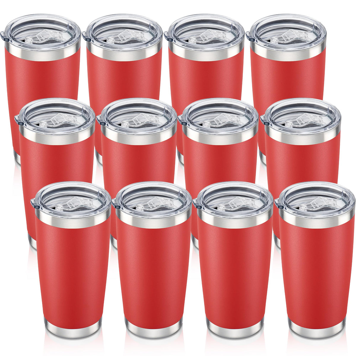 20 oz Tumbler with Lid Stainless Steel Insulated Tumblers Bulk Cups Mug (12 Count)