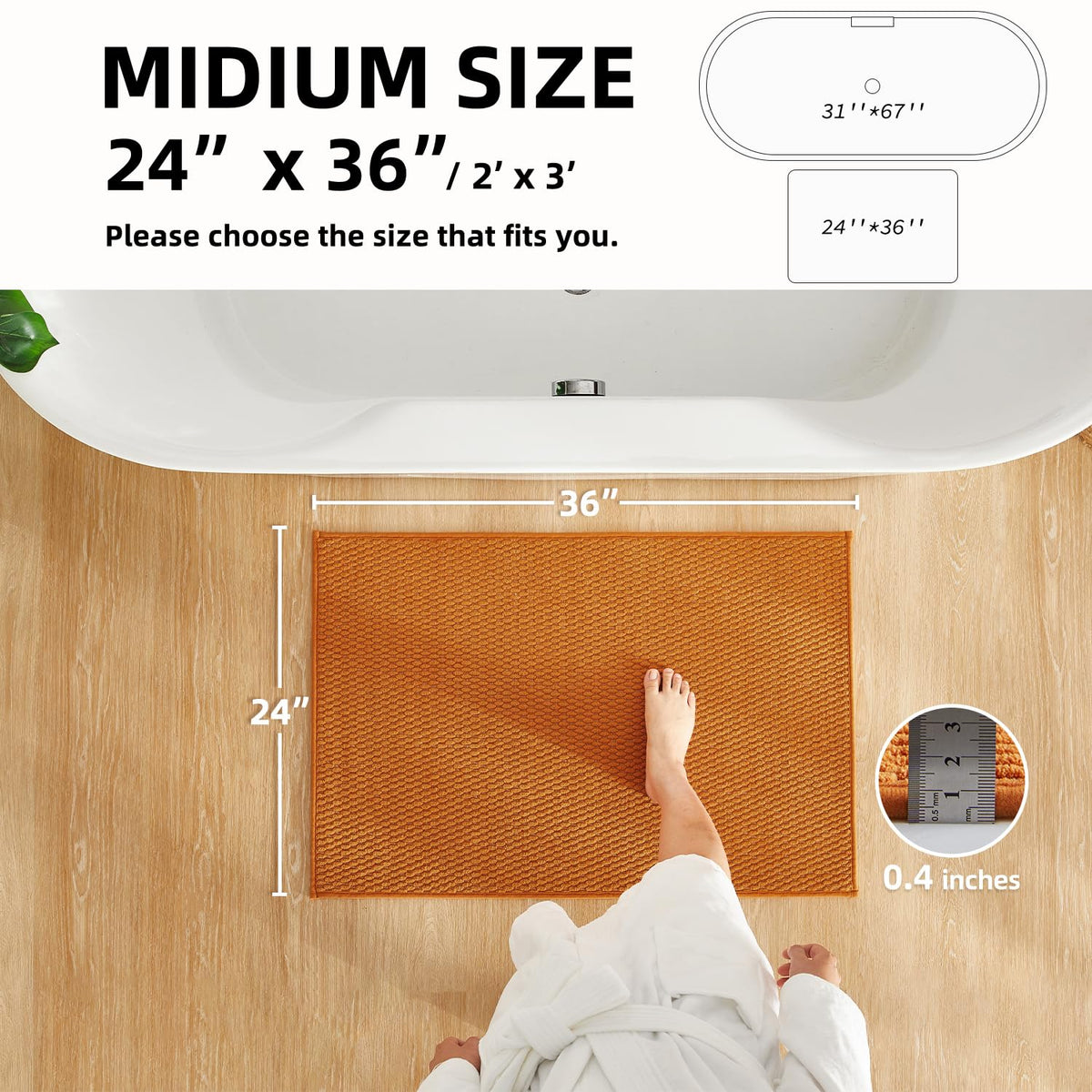 Bathroom Rugs Non Slip Washable (24 Sq Ft)