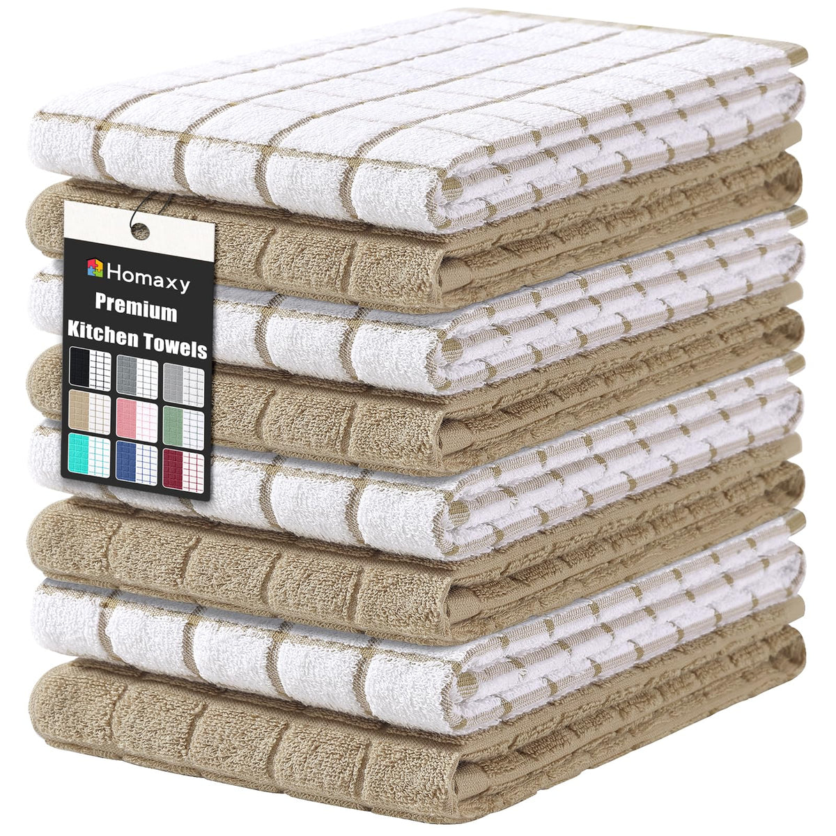 Large Premium Cotton Kitchen Towels 16"x 28" (8 Count)