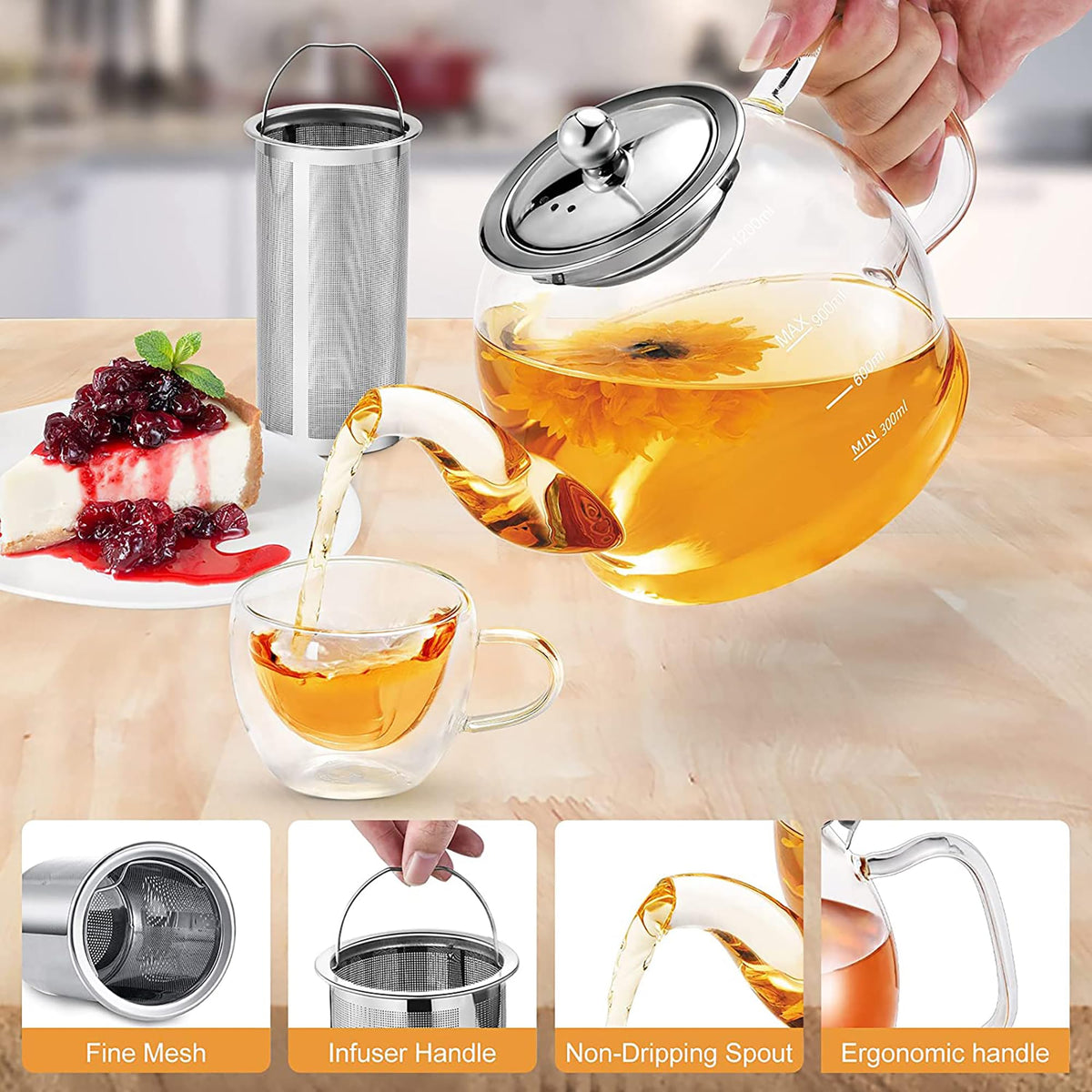 Glass Teapot 40oz