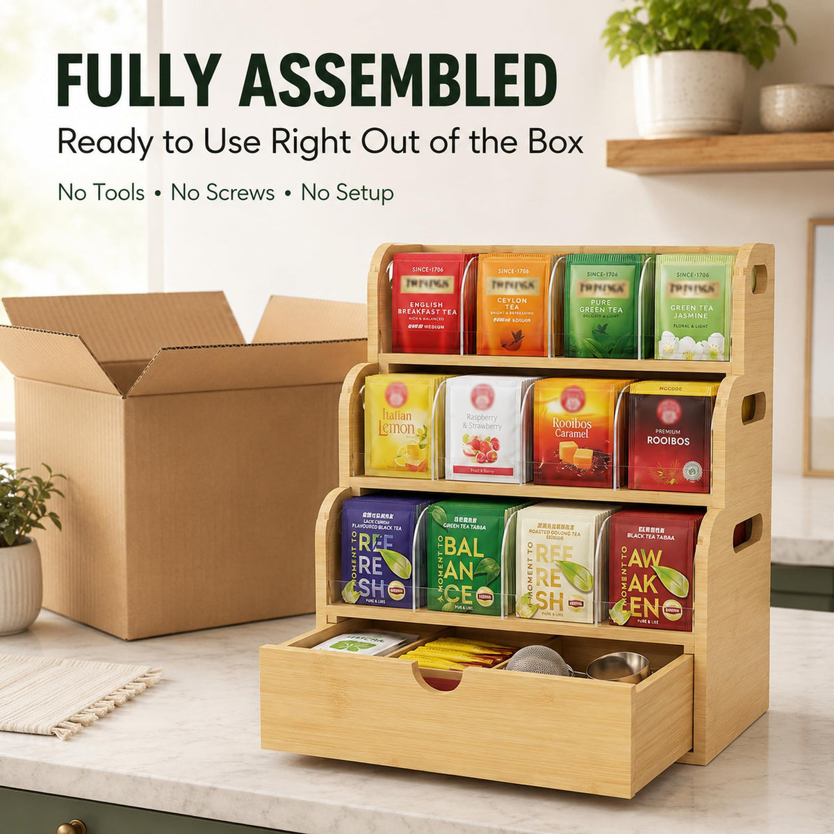 Bamboo Tea Bag Organizer