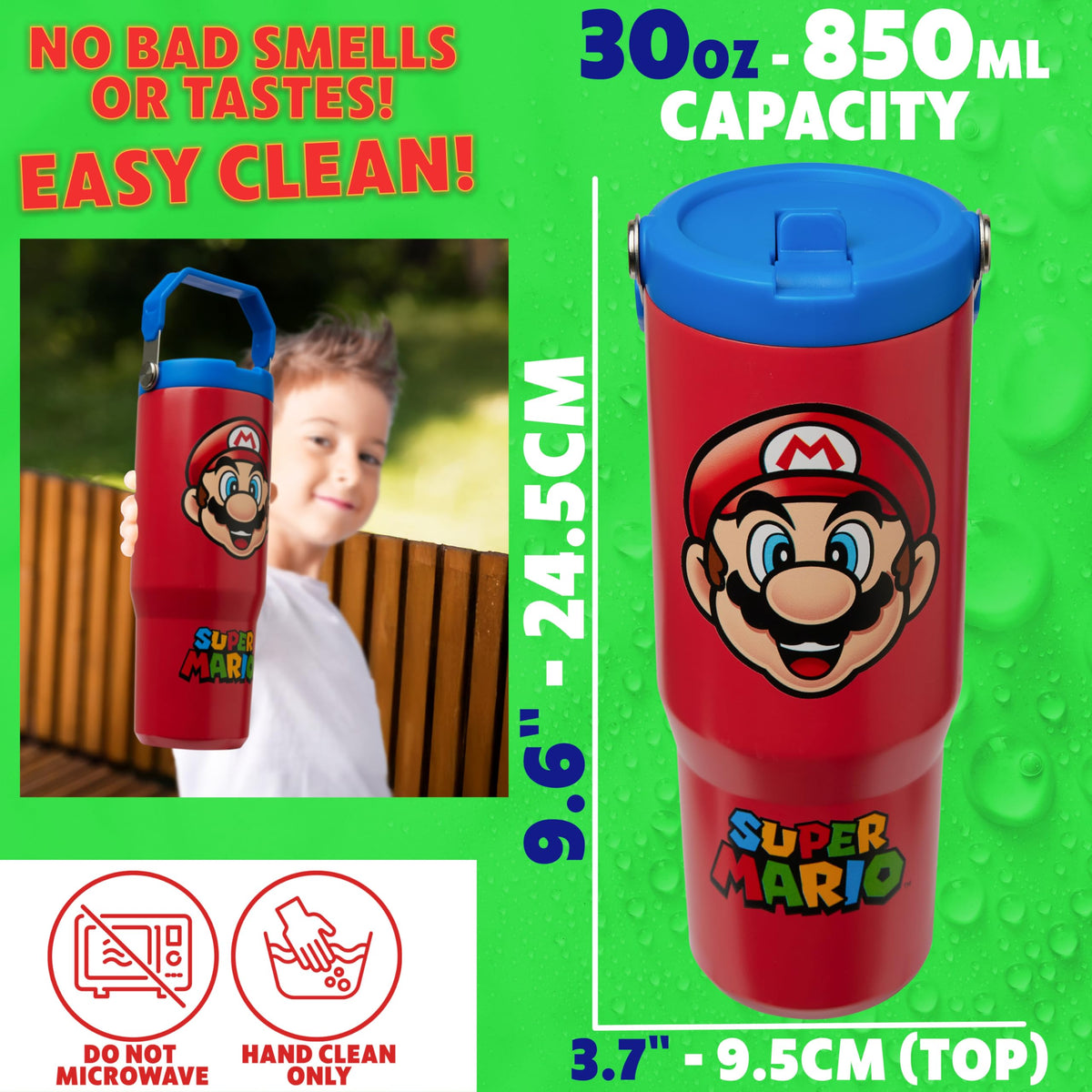 Super Mario Tumbler Stainless Steel with Straw 30oz Kids Teens Insulated Cup with Lid Travel Mug Cups for School Sports Gifts for Kids