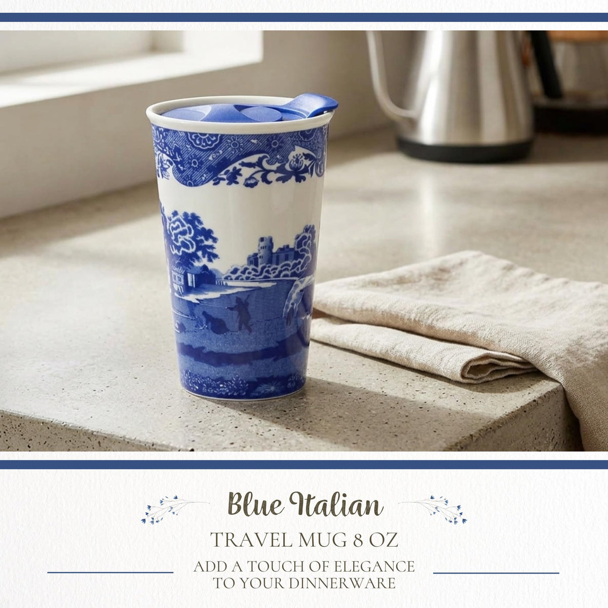 Blue Italian 8oz Travel Mug