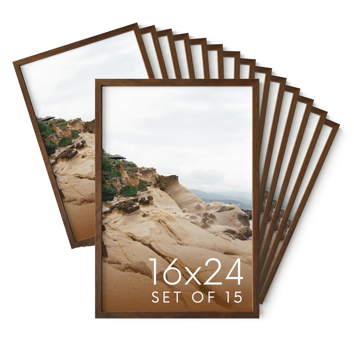 16x24 Walnut Oak Frame Set of 15
