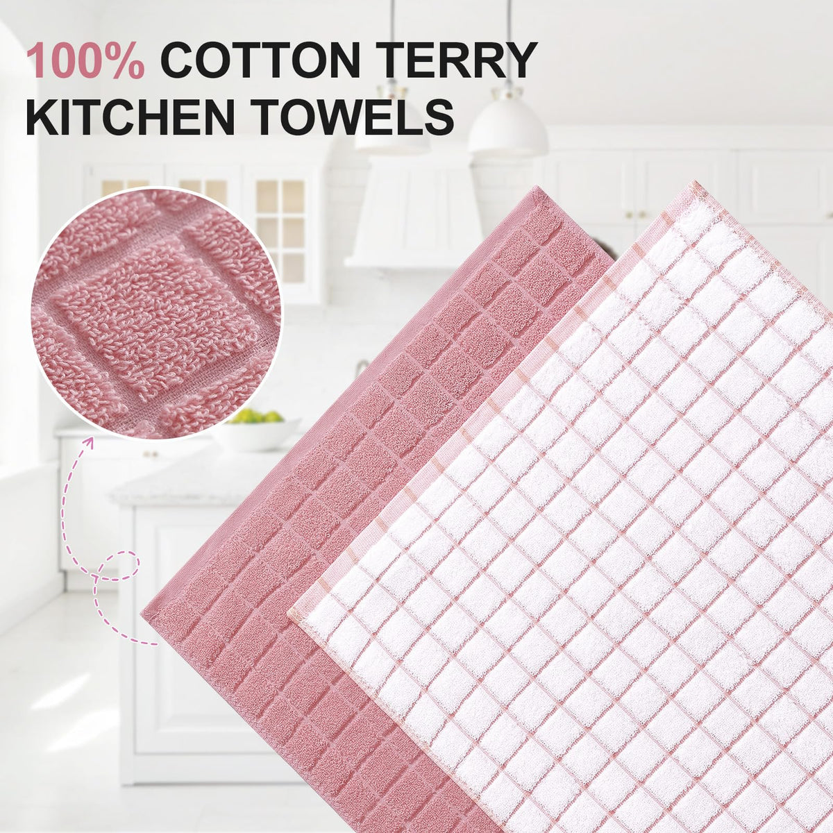 Large Premium Cotton Kitchen Towels 16"x 28" (6 Count)