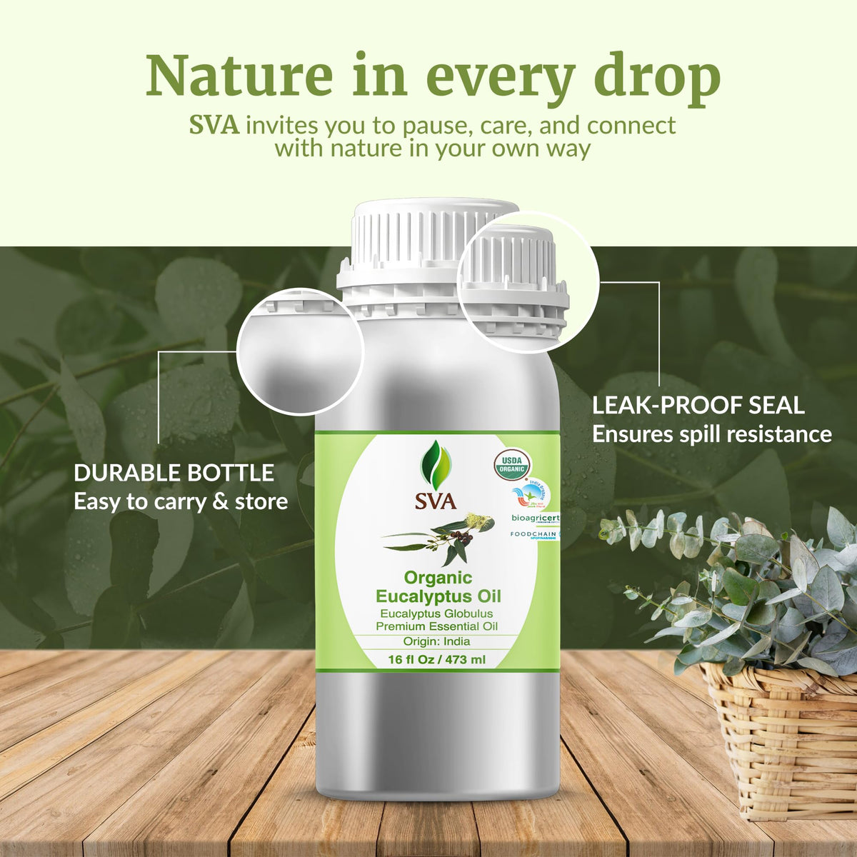 SVA Organic Eucalyptus Essential Oil (16 Fl Oz)