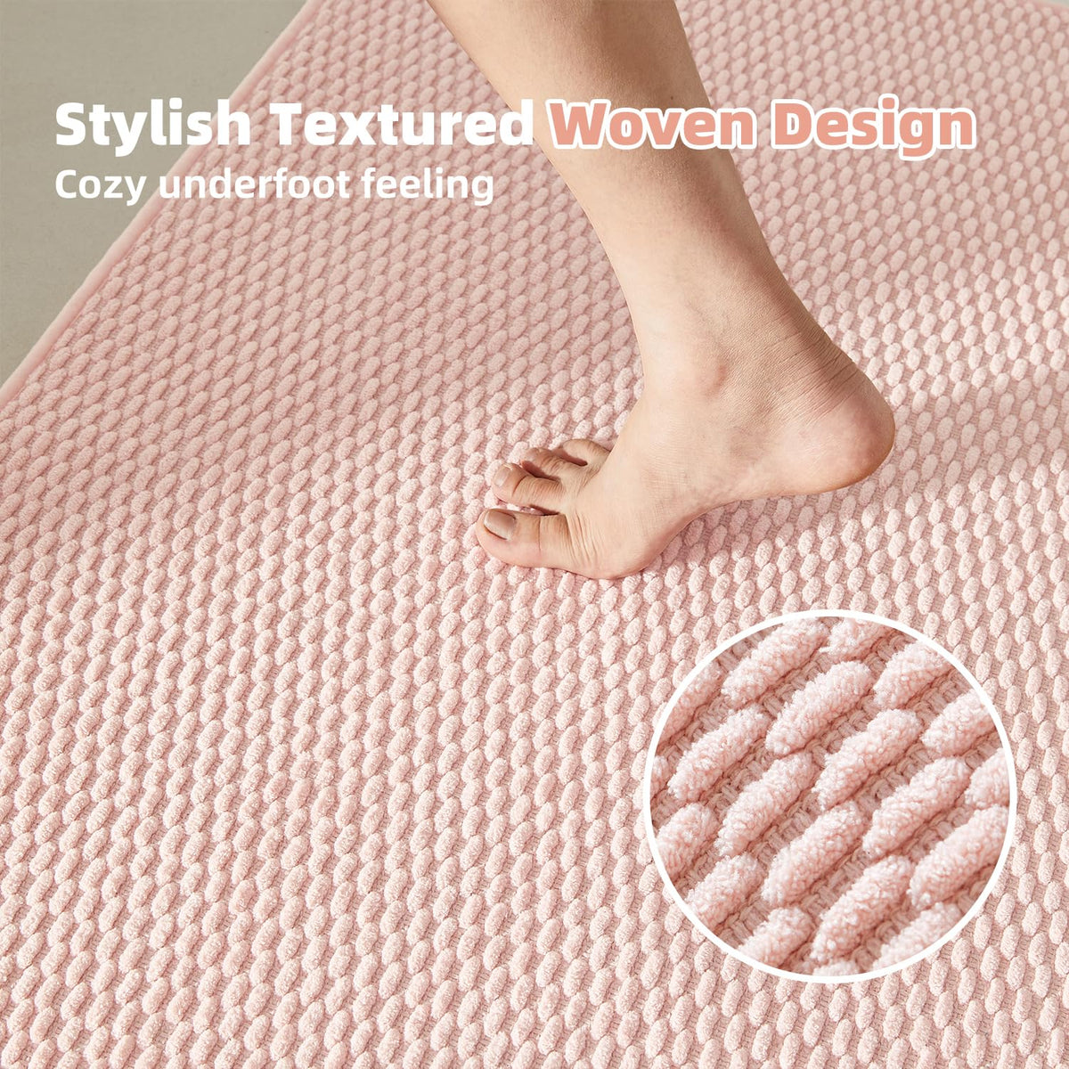 Pink Bathroom Rugs Non Slip Washable (2.0008 Sq Ft)