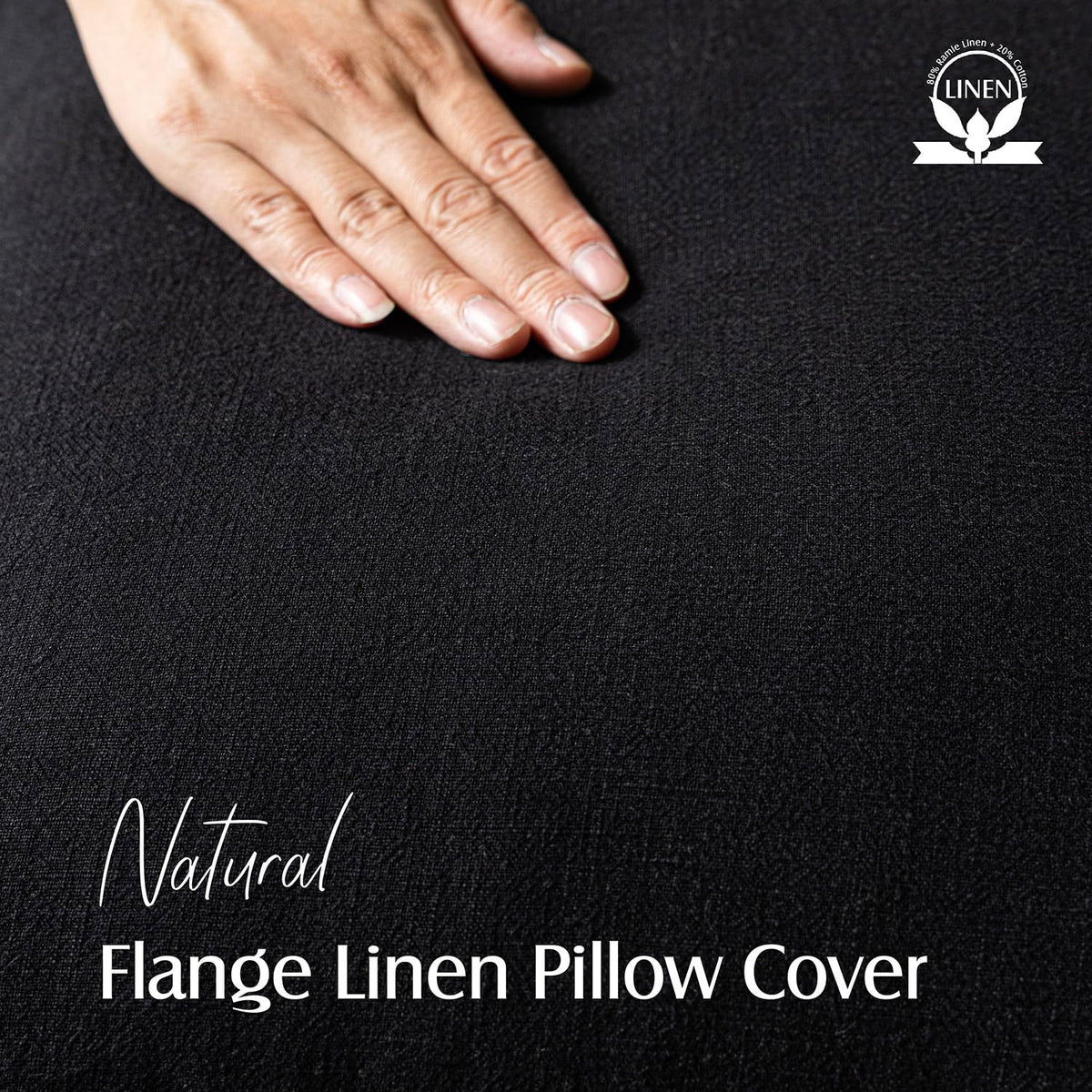 Pack of 2 Decorative Linen Solid Throw Pillow Covers Soft Accent Cushion Case Boho Farmhouse Neutral Pillowcase for Chair Couch Sofa Bedroom Living Room Home Decor 26 x 26 Inch Black (2 Count)