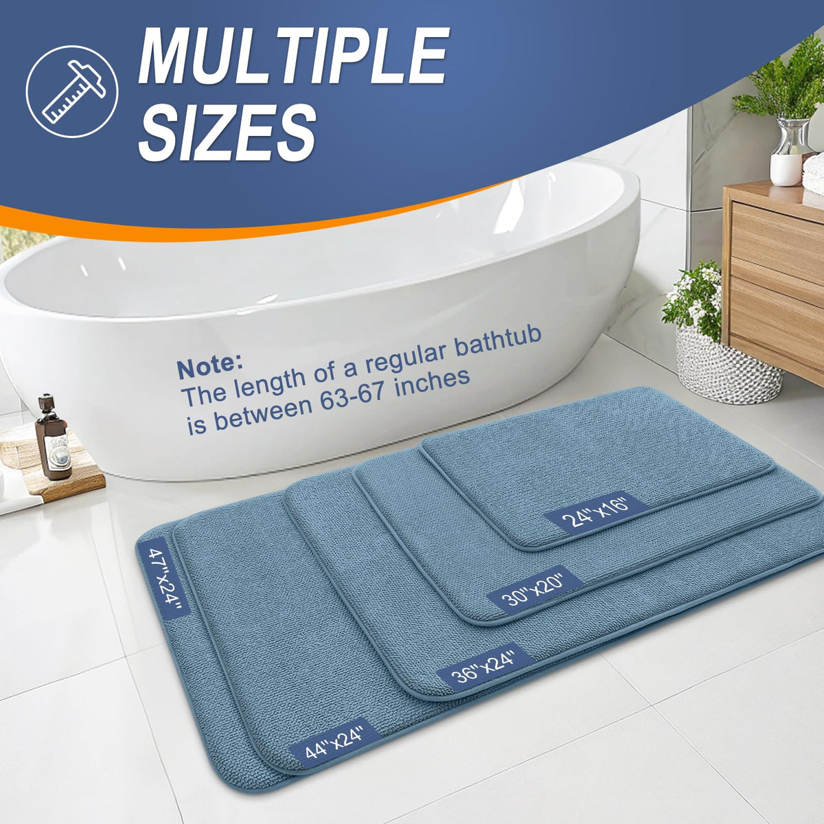 Memory Foam Bathroom Runner Rug 45x27