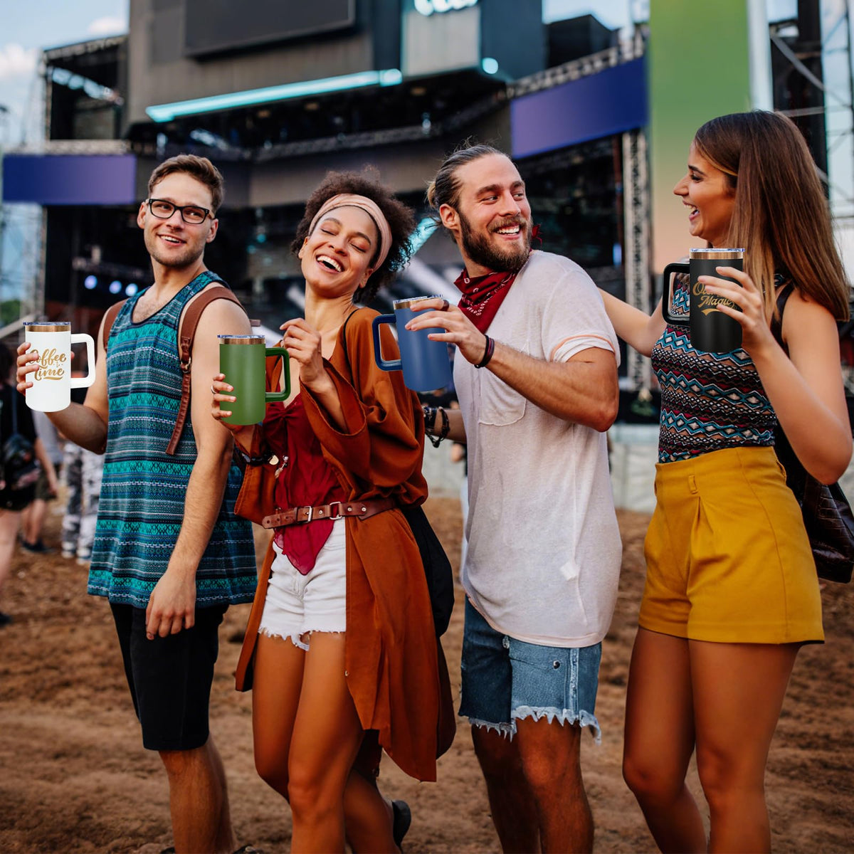 22oz Insulated Coffee Mug Bulk with Handle and Lid Army Green