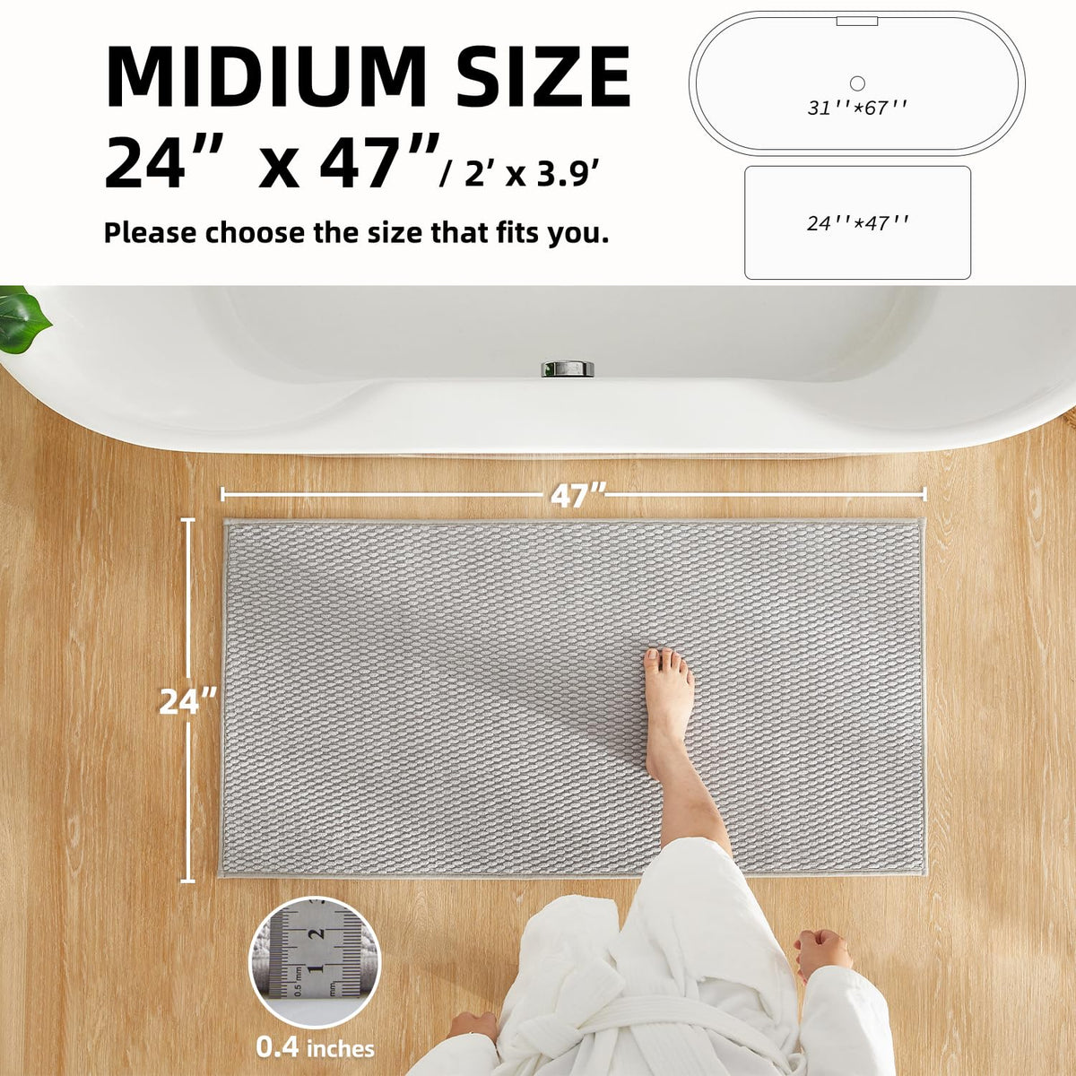 Bathroom Rugs Non Slip Washable (16.88 Sq Ft)