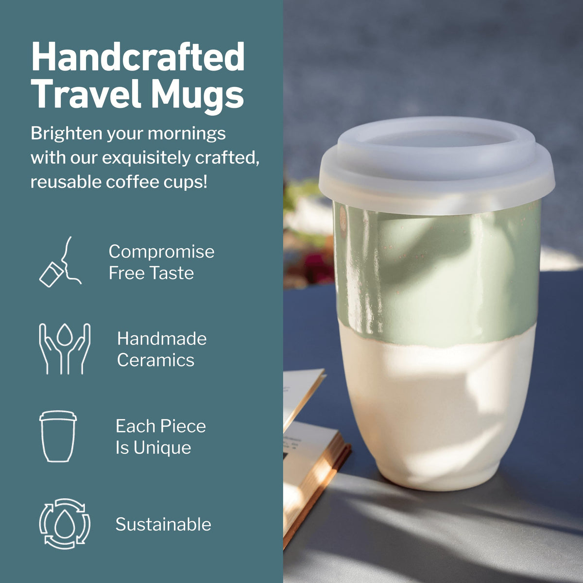 Travel Mug Ceramic To Go Coffee Mug With Lid