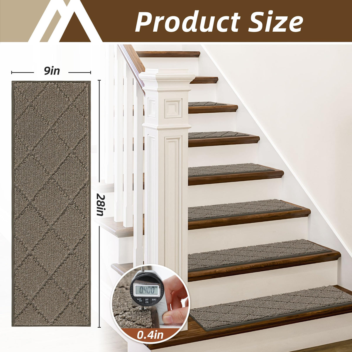 Stair Treads for Wooden Steps Non Slip 9"x28" (7 Sq Ft)