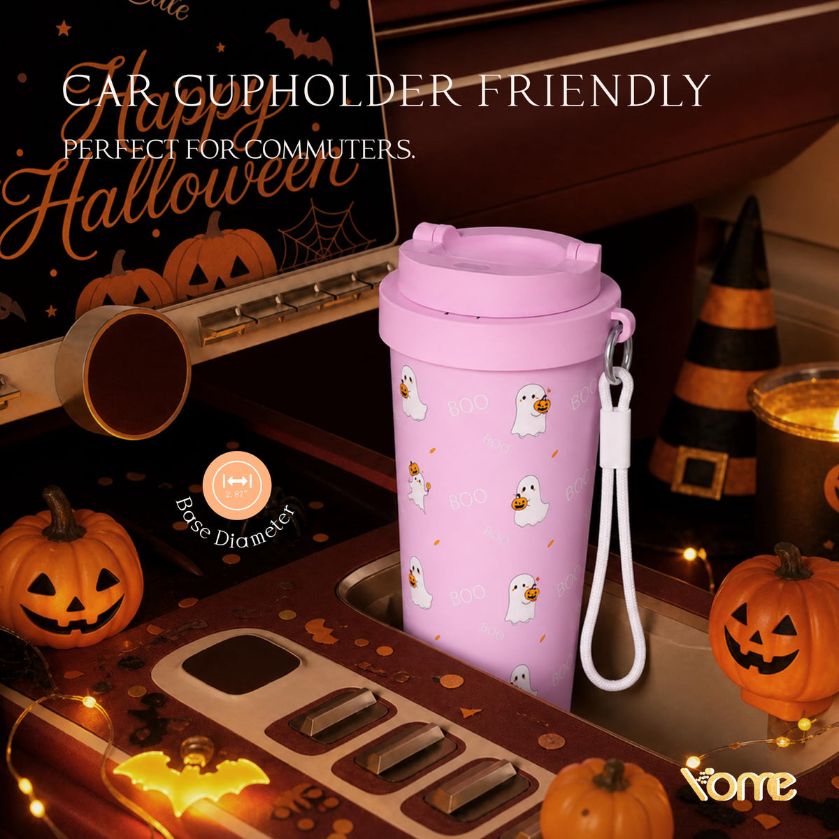 17oz Halloween Ceramic Lined Insulated Coffee Mug with Infuser for Women
