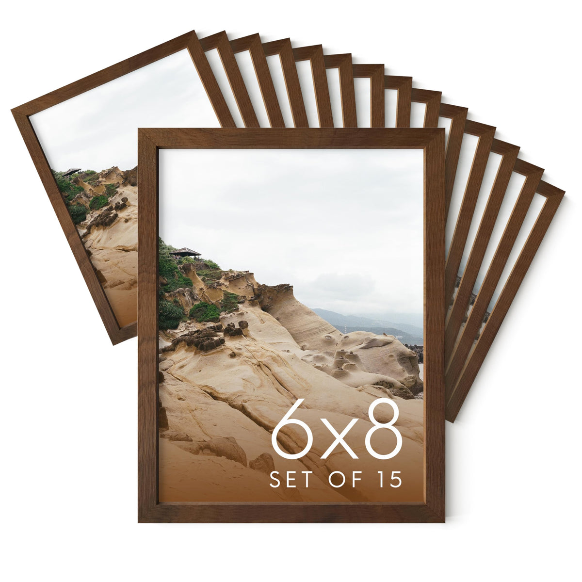 6x8 Walnut Oak Frame Set of 15