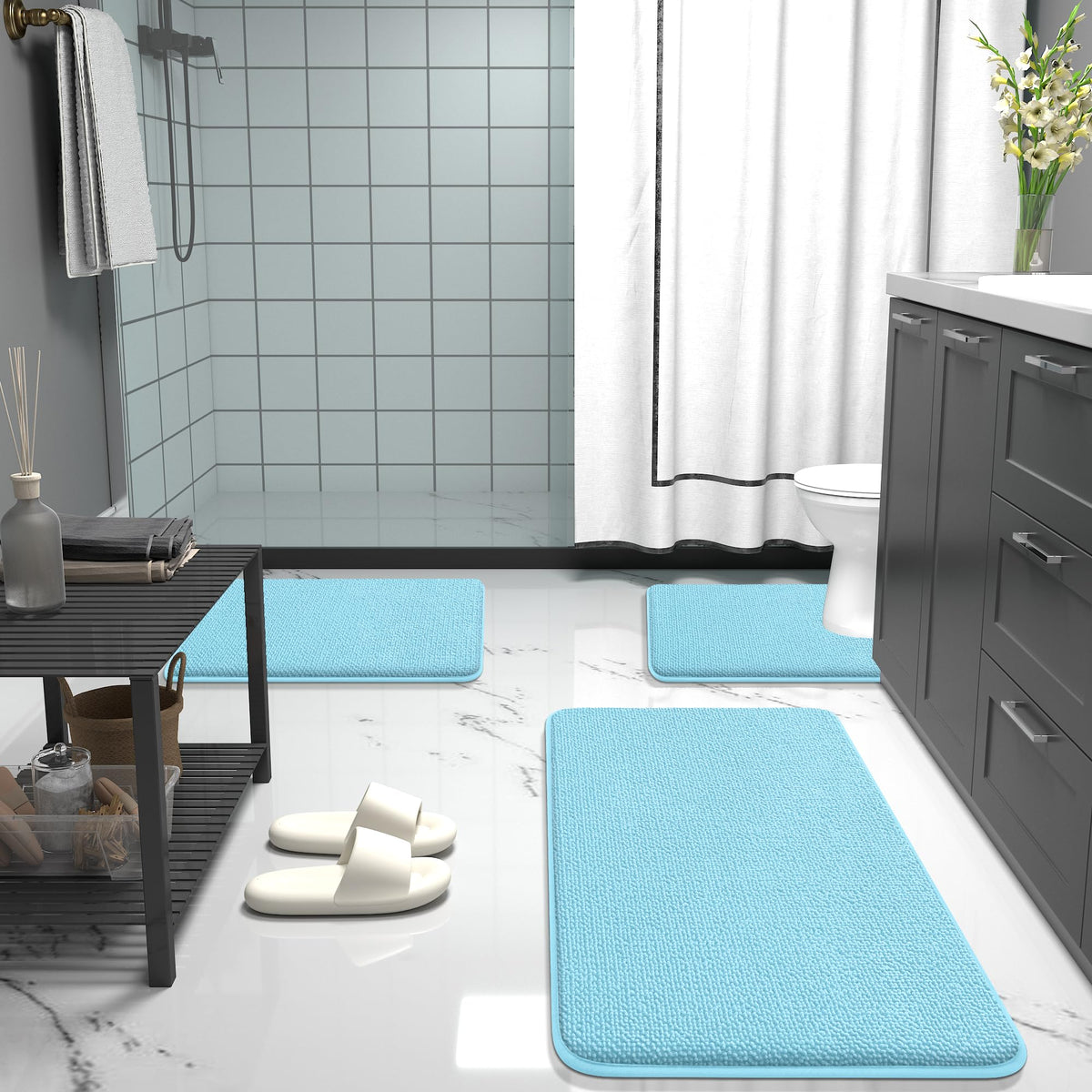 Memory Foam Small Bathroom Rugs 24x16