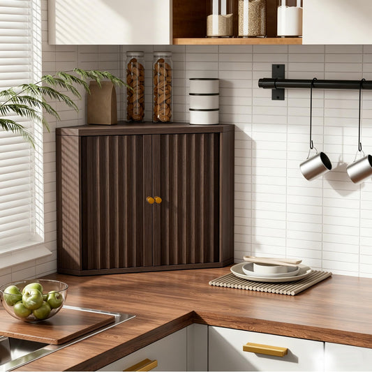 Bark Brown Corner bread box for kitchen countertop