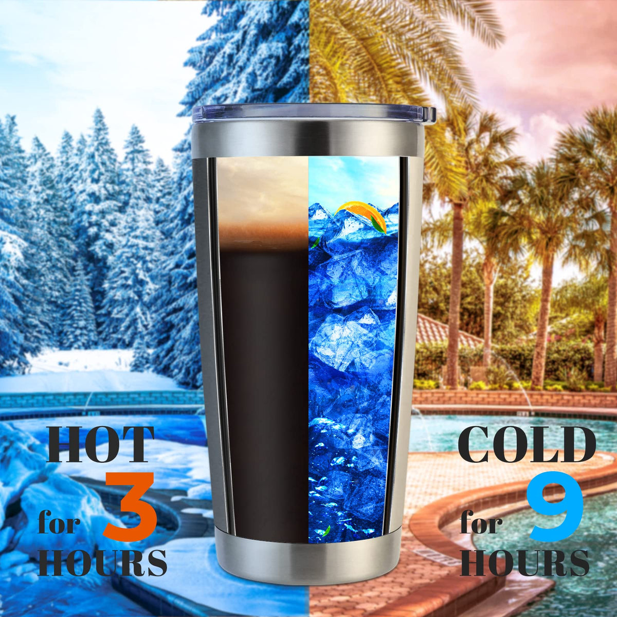 20oz Stainless Steel Tumbler Bulk with Lid (4 Count)