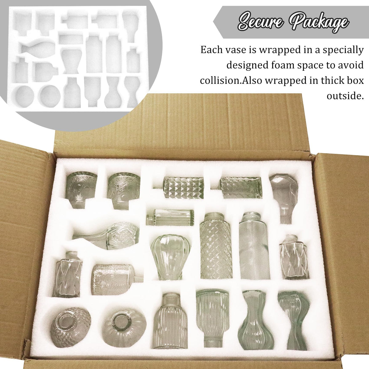 36Pcs Bud Vases Set Small Vintage Glass Bottles Clear Bud Vases in Bulk Multiple Shape Cute Glass Vases for Rustic Wedding Centerpieces Table Decorations and Home Decor (36 Count)