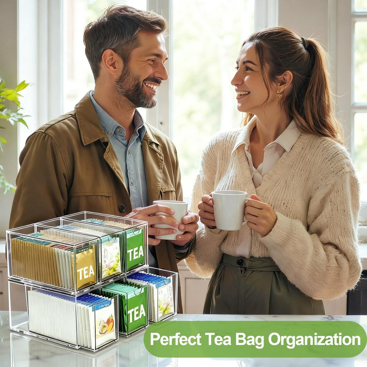 2 Pack Stackable Tea Bag Storage Organizer Drawers (2 Count)