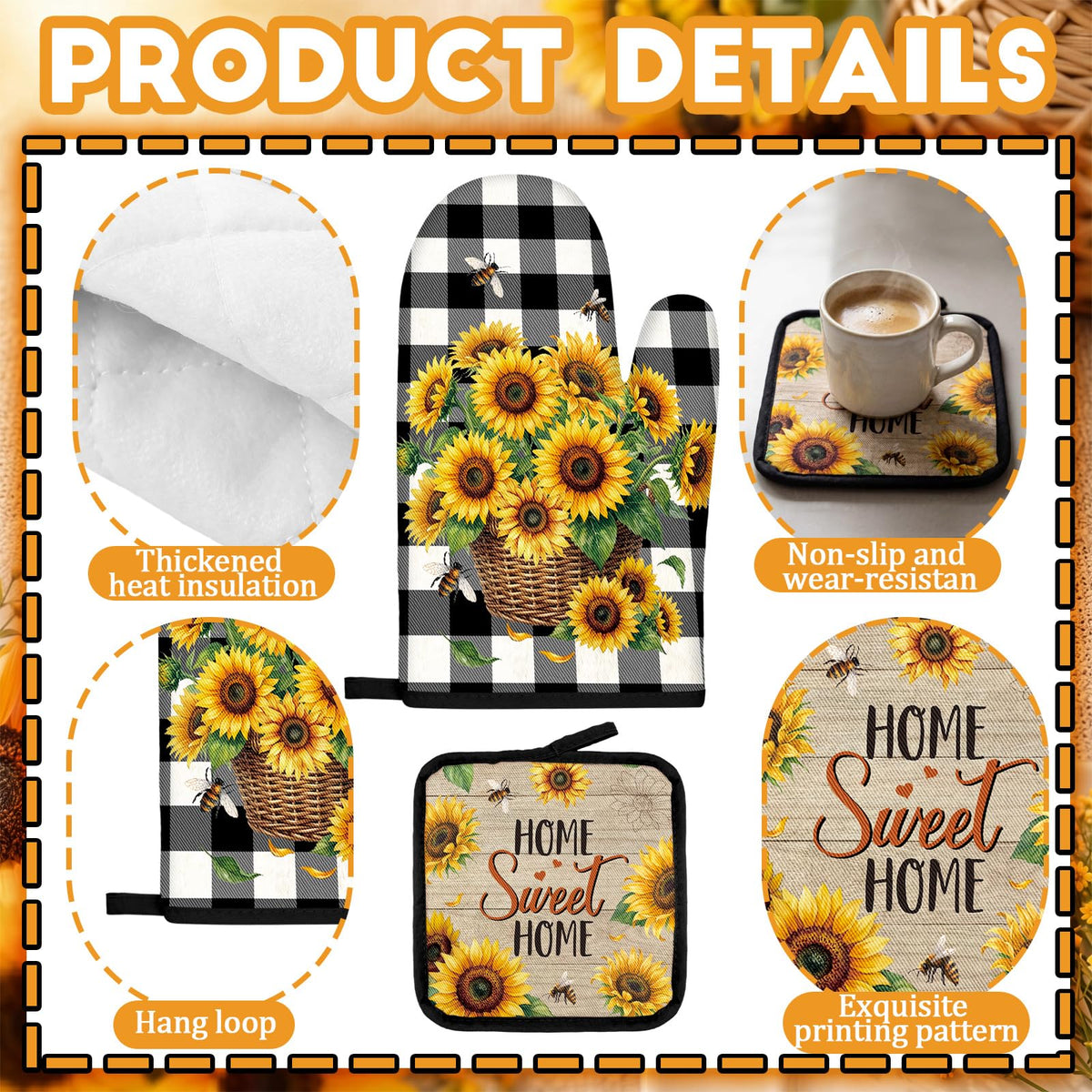 16 Pcs Sunflower Kitchen Decor Set (16 Count)