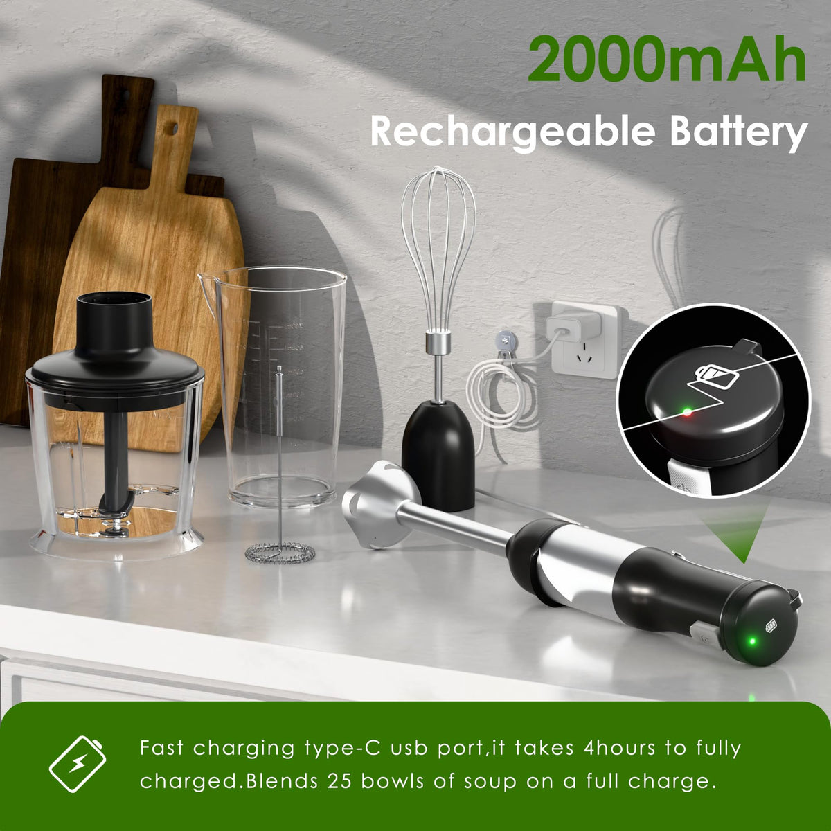 air 5-in-1 Cordless Immersion Blender with Rechargeable Handheld